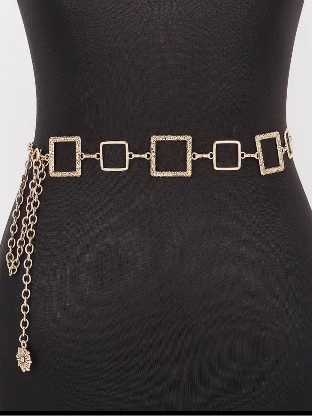 1251.  Gold Square Link Chain Waist Belt